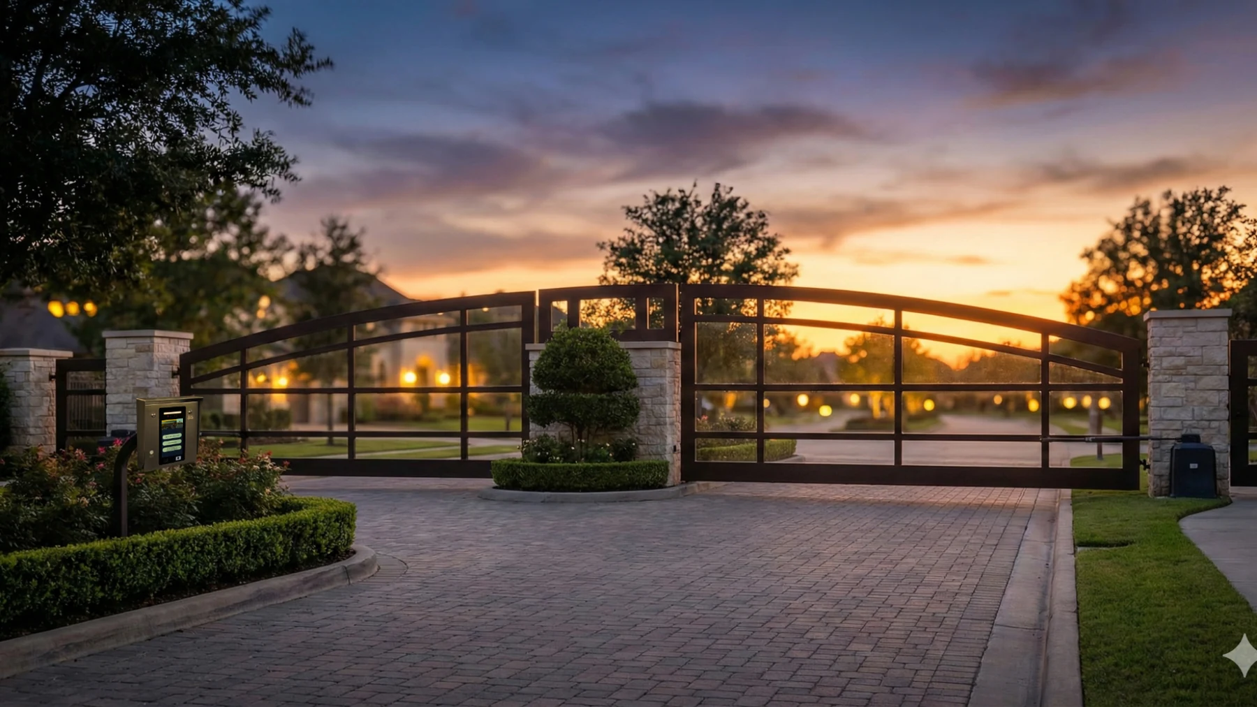 Community entry gate with a Verentry kiosk