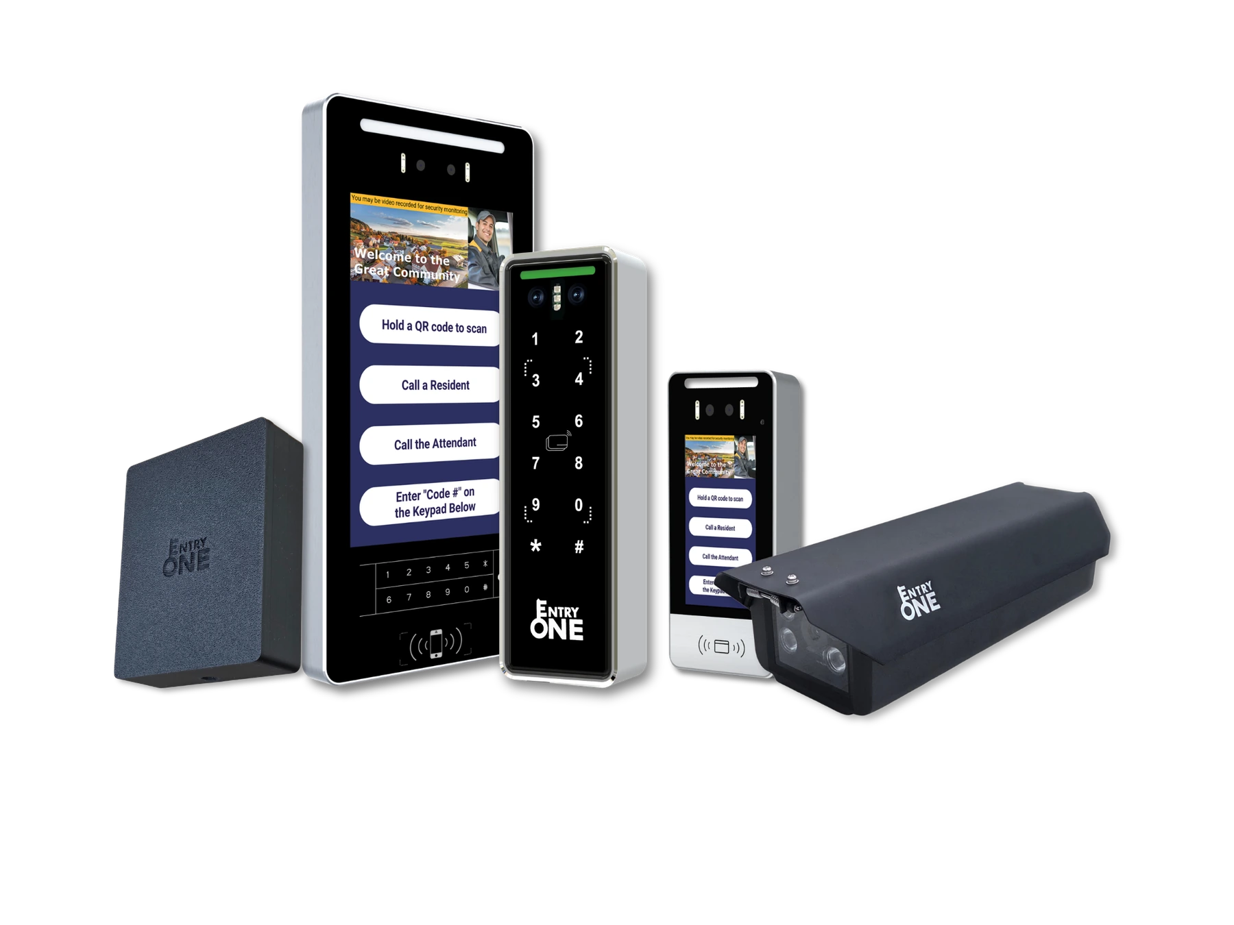 EntryOne product lineup on a dark background